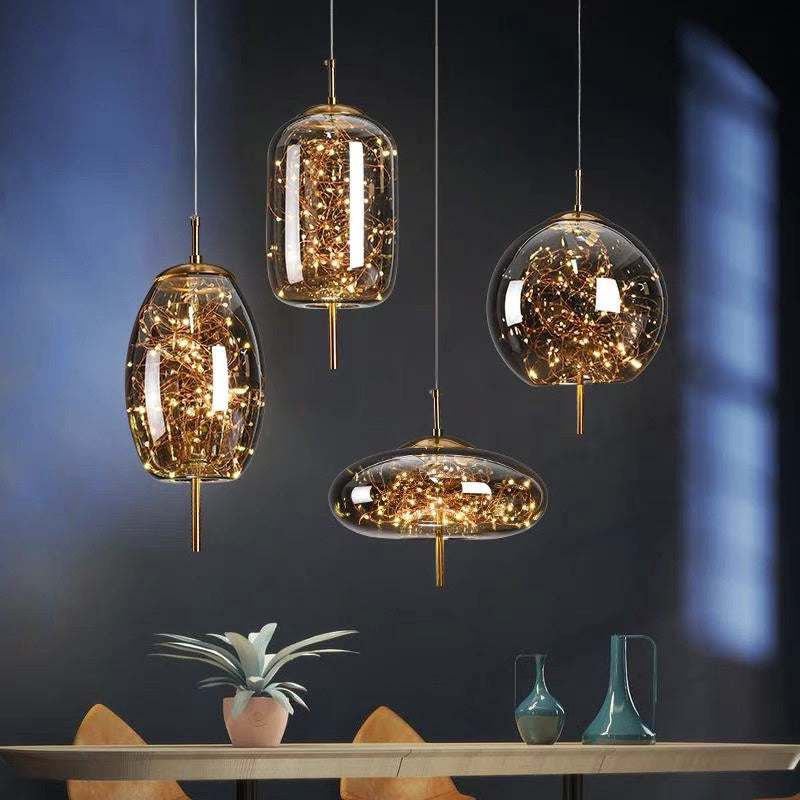 Nordic Luxury Design Glass LED Pendant Light — Sleek Ceiling Fixture