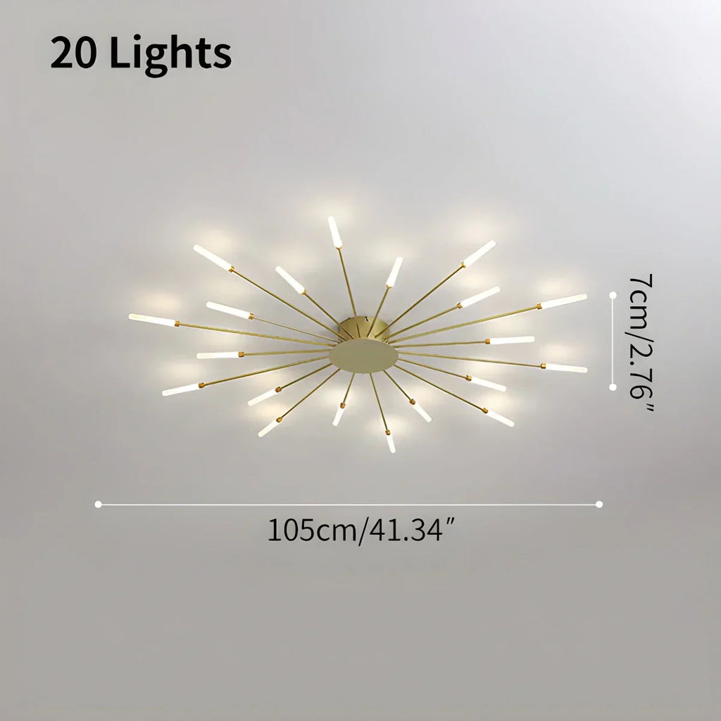 LED-Deckenleuchte aus Metall mit 20-42 Leuchten — Schwarz-Gold, dimmbar