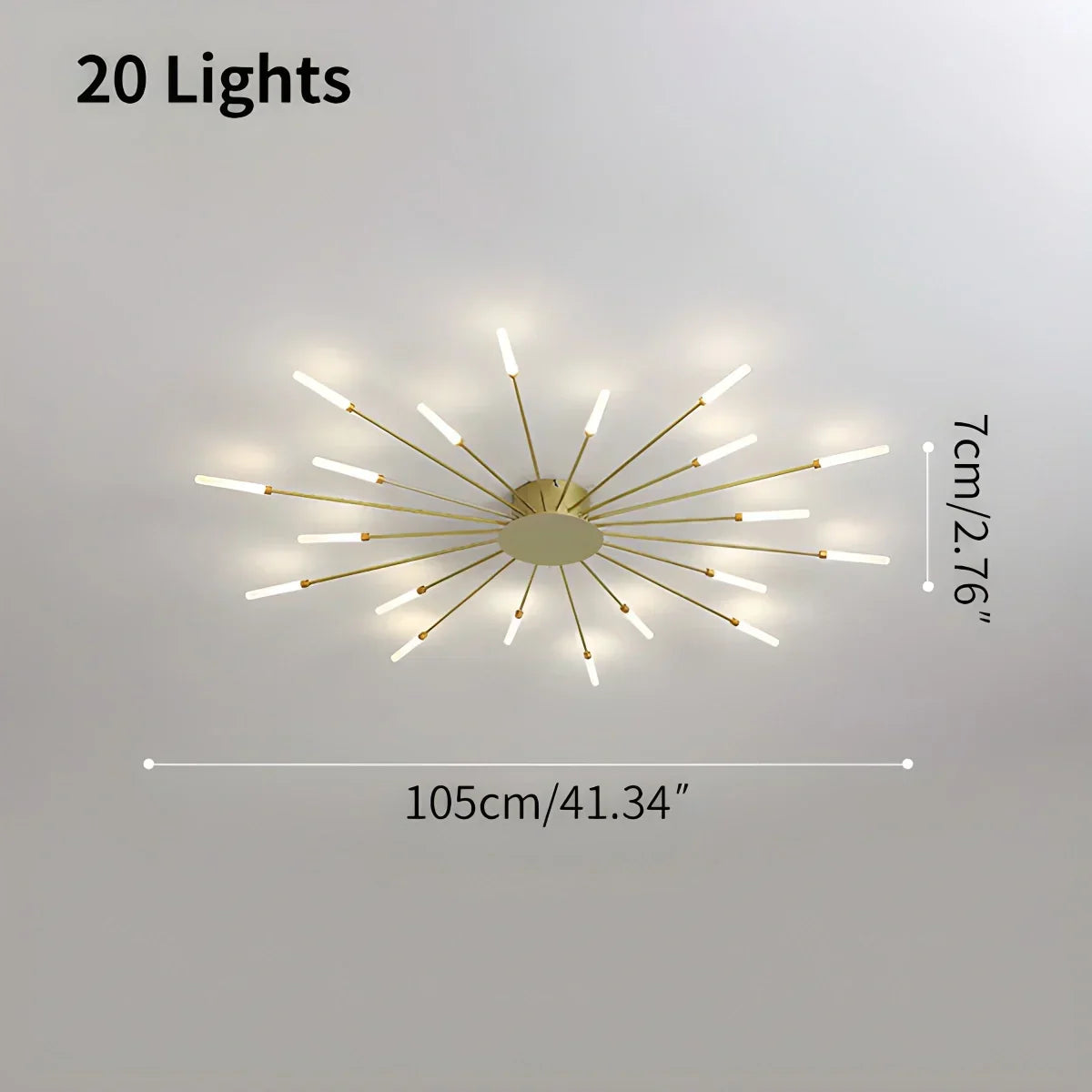 LED-Deckenleuchte aus Metall mit 20-42 Leuchten — Schwarz-Gold, dimmbar