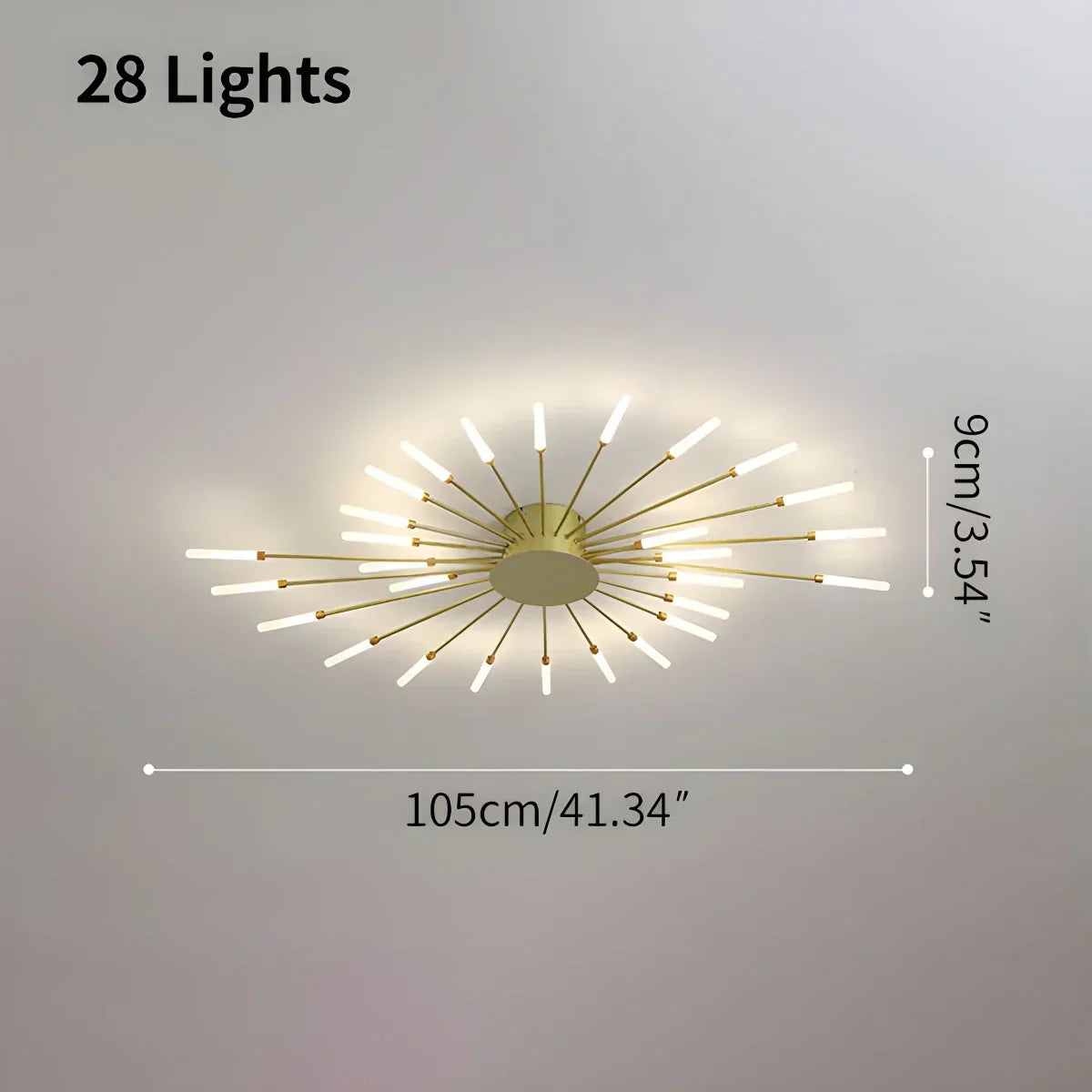 LED-Deckenleuchte aus Metall mit 20-42 Leuchten — Schwarz-Gold, dimmbar