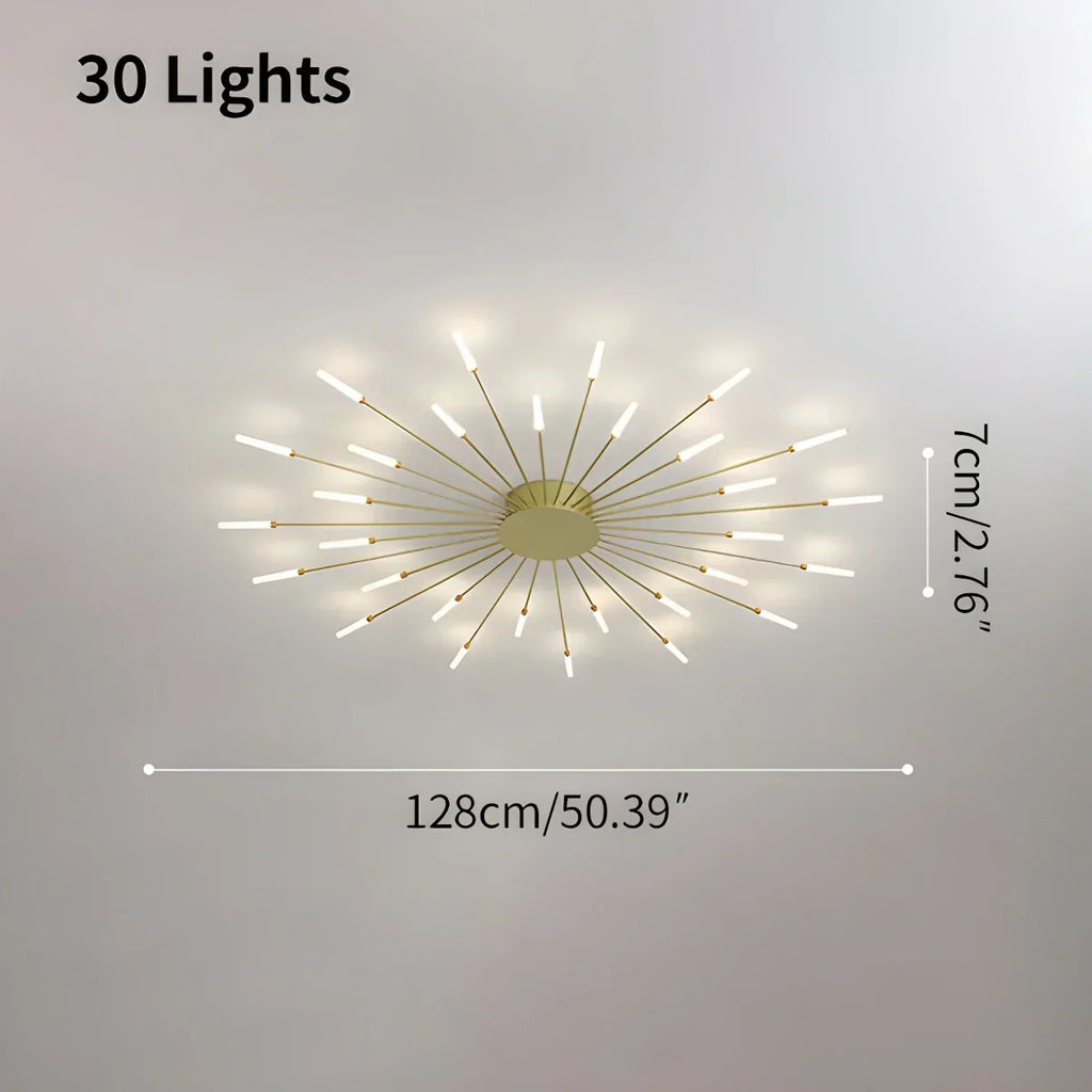LED-Deckenleuchte aus Metall mit 20-42 Leuchten — Schwarz-Gold, dimmbar