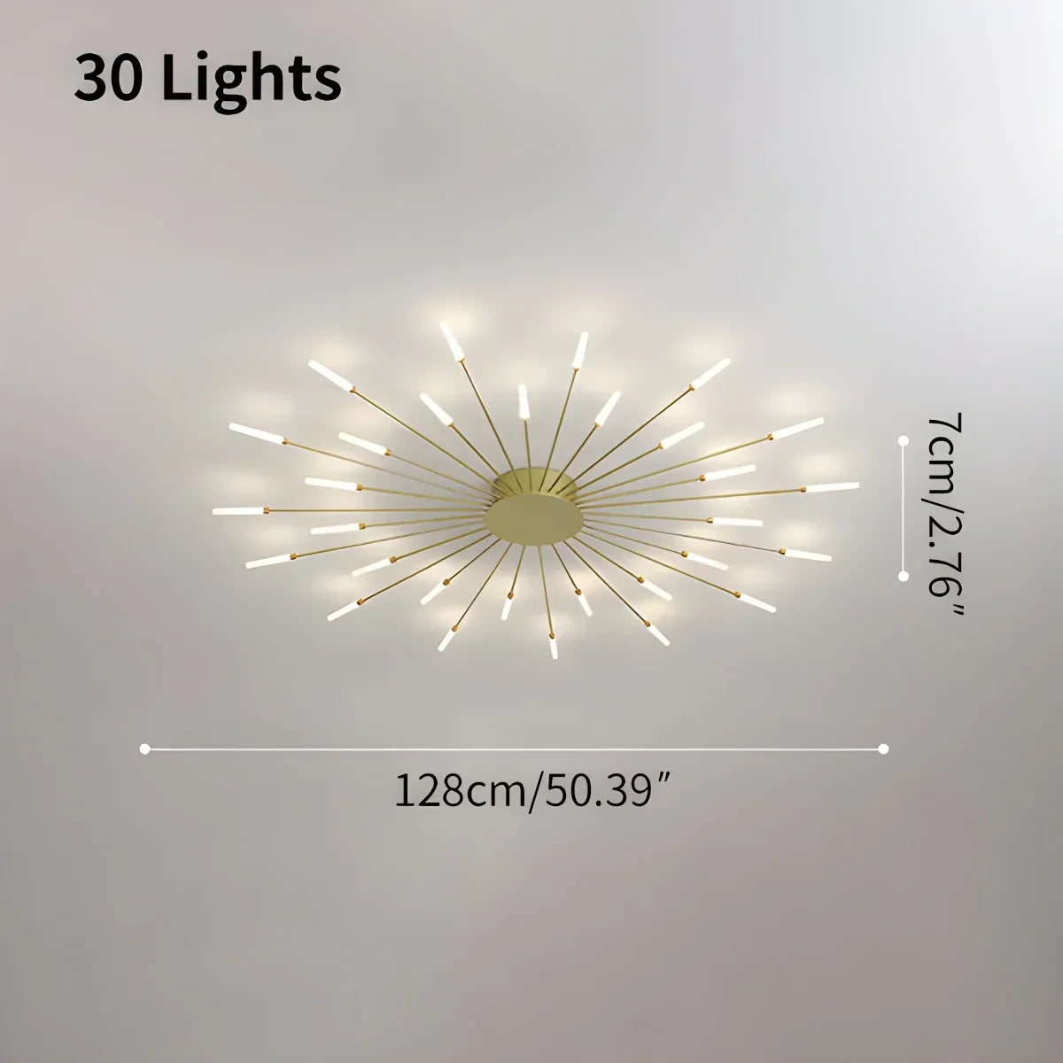 LED-Deckenleuchte aus Metall mit 20-42 Leuchten — Schwarz-Gold, dimmbar