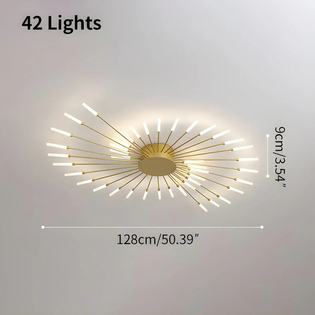 LED-Deckenleuchte aus Metall mit 20-42 Leuchten — Schwarz-Gold, dimmbar