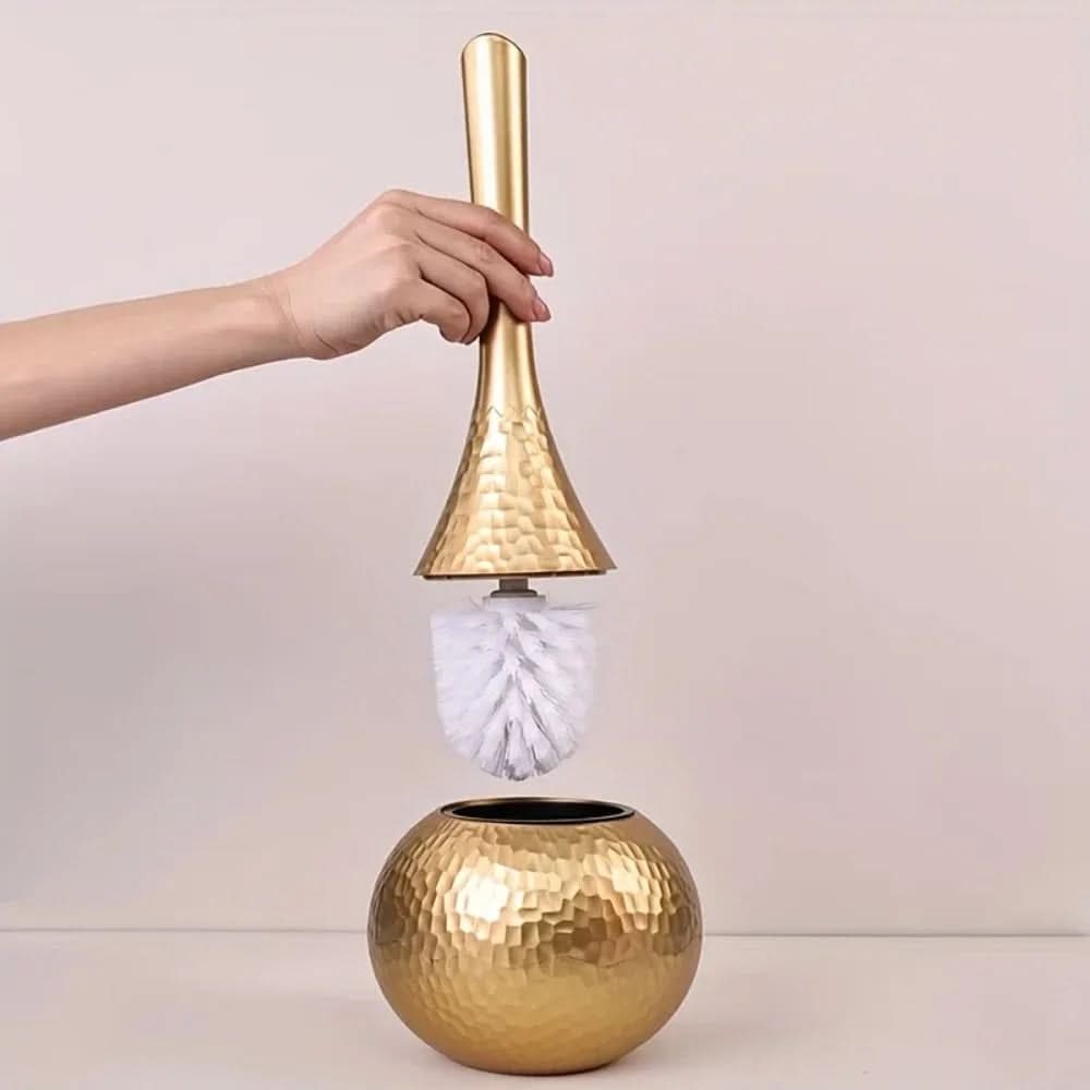Nova Bristle Gold Finish Toilet Brush — Sculptural Ergonomic Design