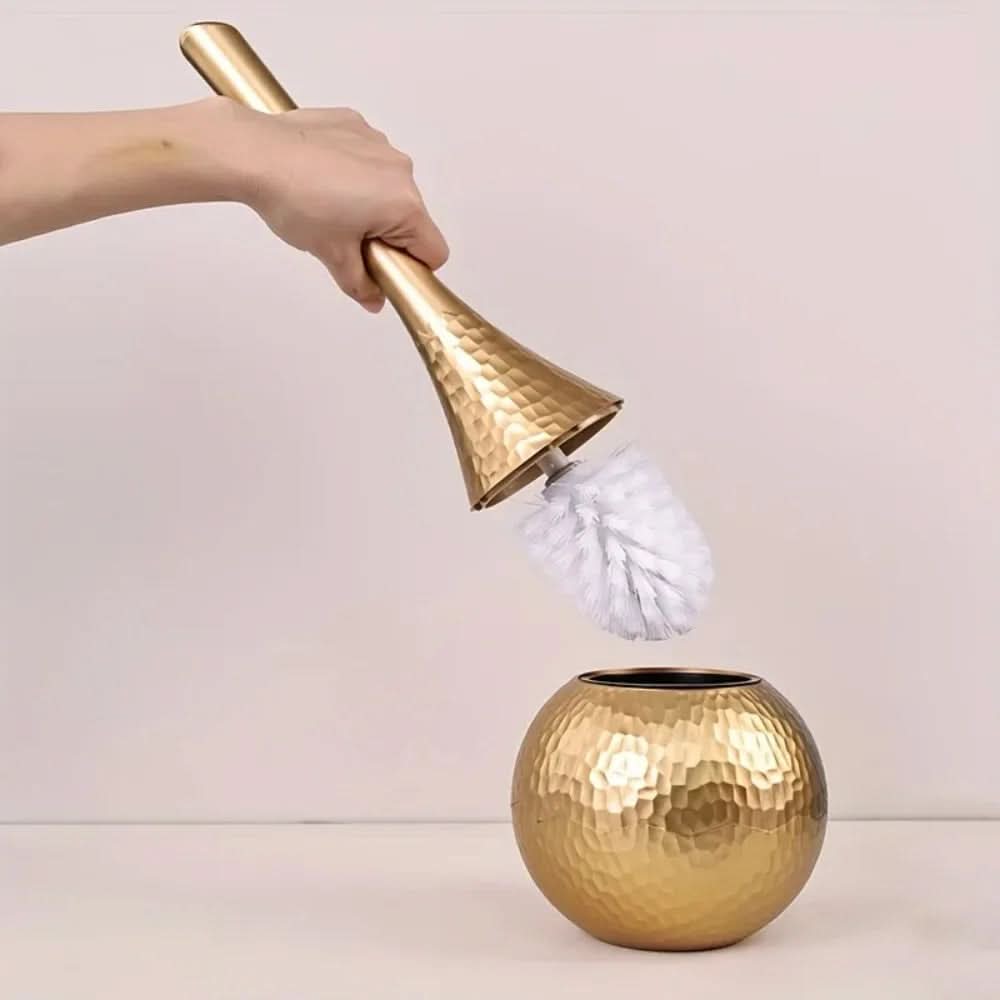 Nova Bristle Gold Finish Toilet Brush — Sculptural Ergonomic Design