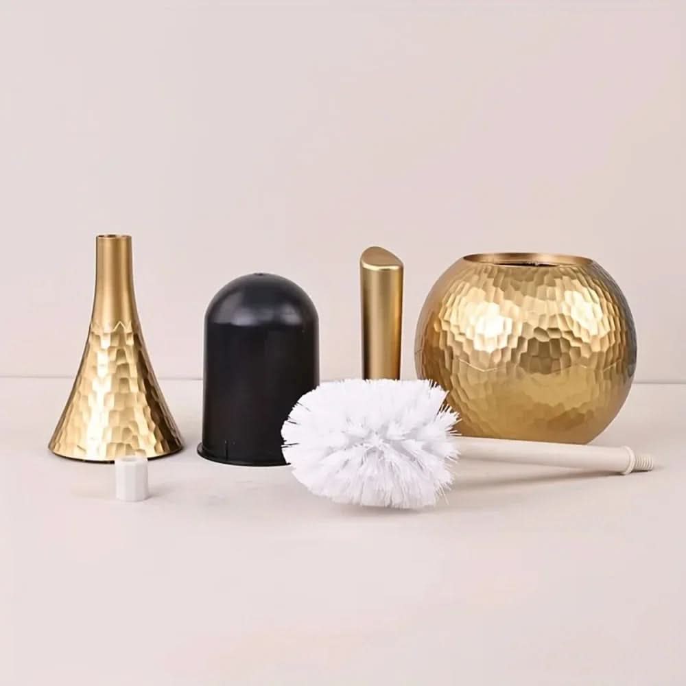Nova Bristle Gold Finish Toilet Brush — Sculptural Ergonomic Design