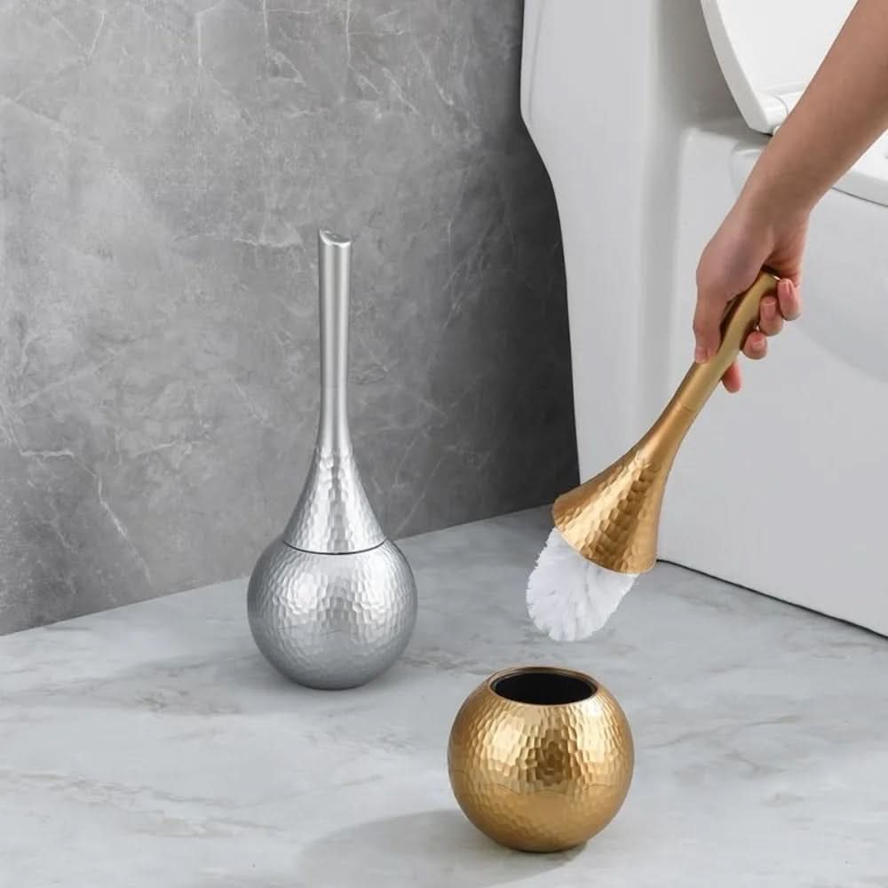 Nova Bristle Gold Finish Toilet Brush — Sculptural Ergonomic Design