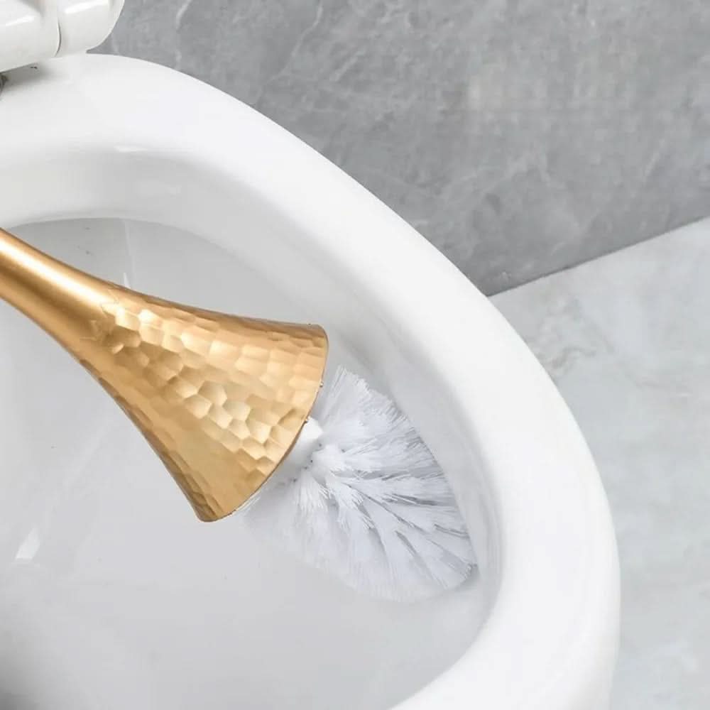 Nova Bristle Gold Finish Toilet Brush — Sculptural Ergonomic Design