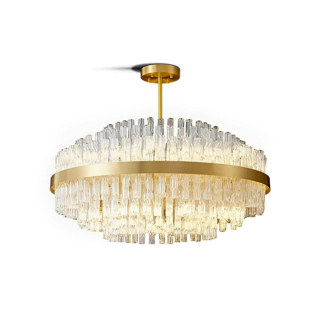 Golden Linear Glass Rod Chandelier | wildoxy