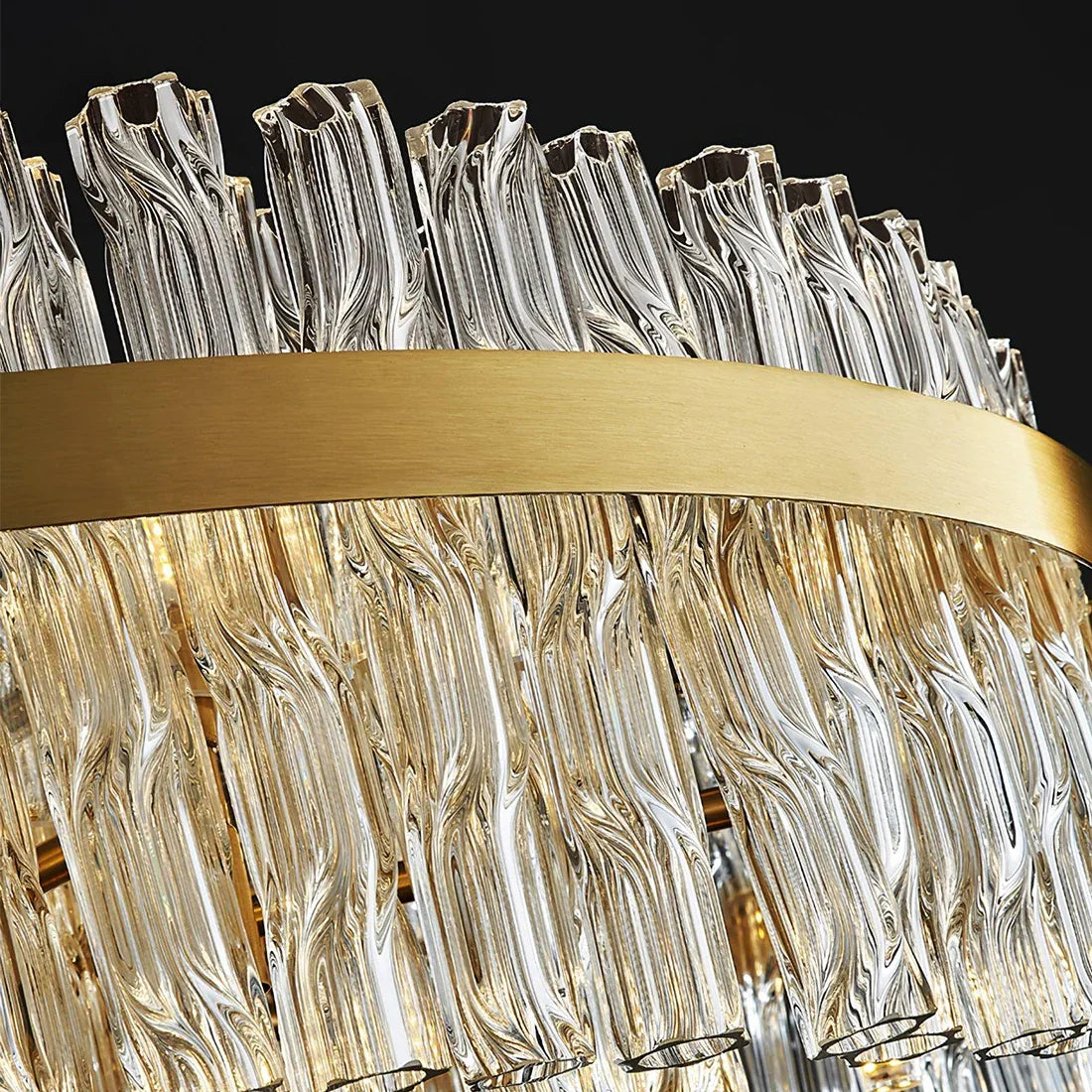 Golden Linear Glass Rod Chandelier | wildoxy