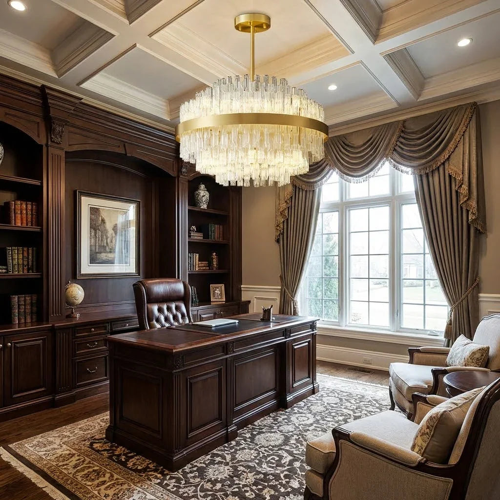 Golden Linear Glass Rod Chandelier | wildoxy
