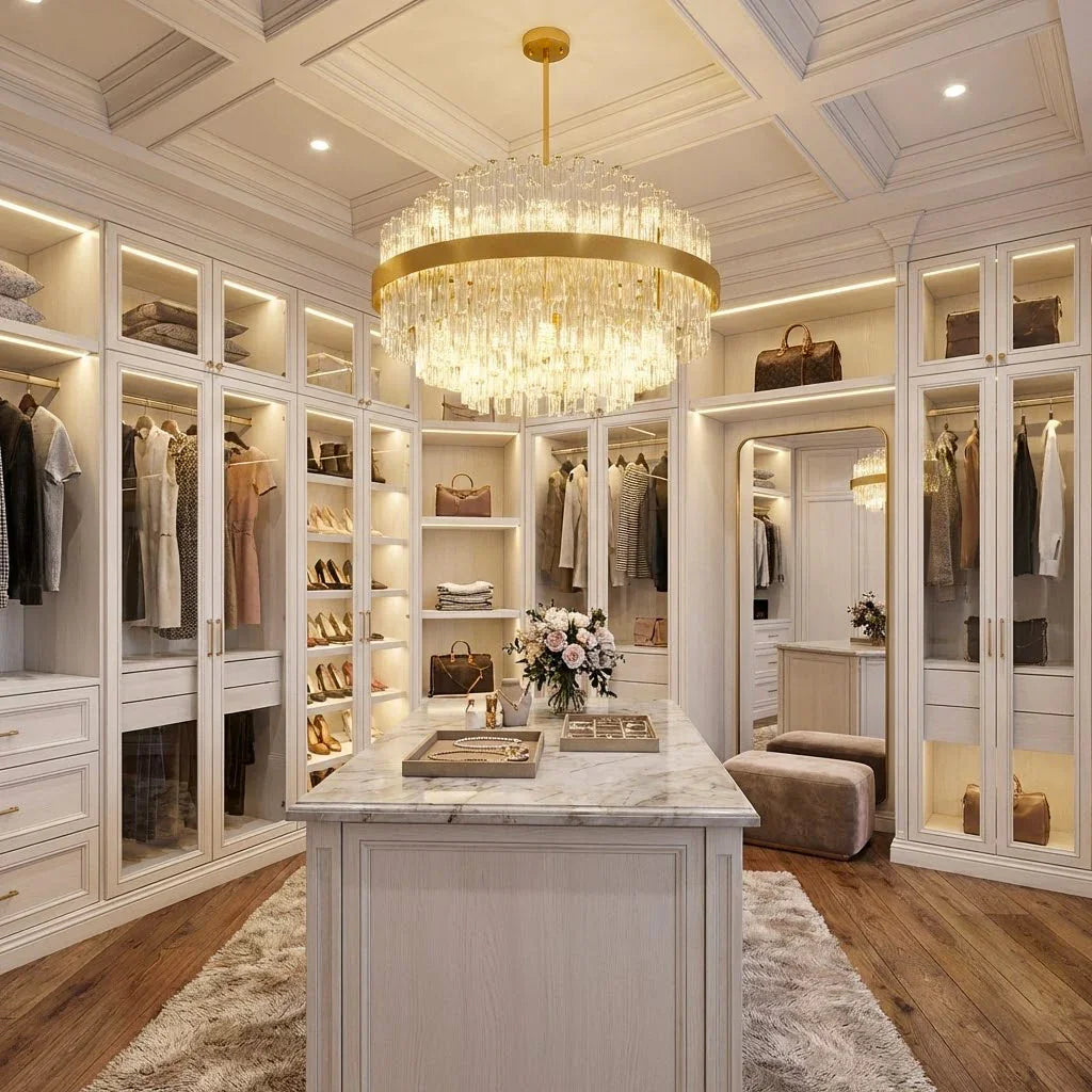 Golden Linear Glass Rod Chandelier | wildoxy