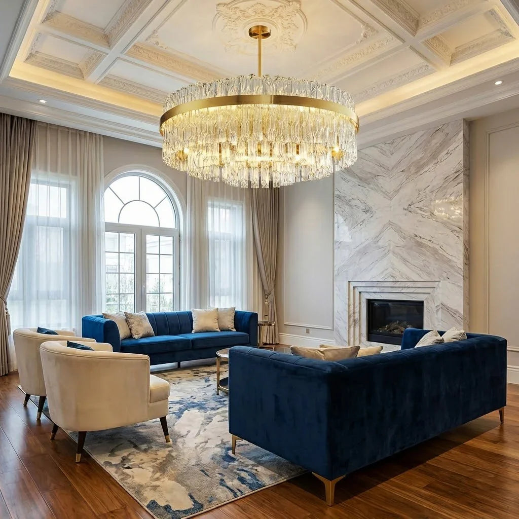 Golden Linear Glass Rod Chandelier | wildoxy