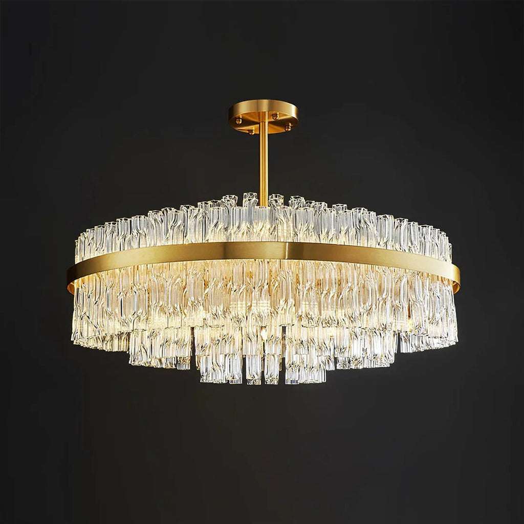 Golden Linear Glass Rod Chandelier | wildoxy