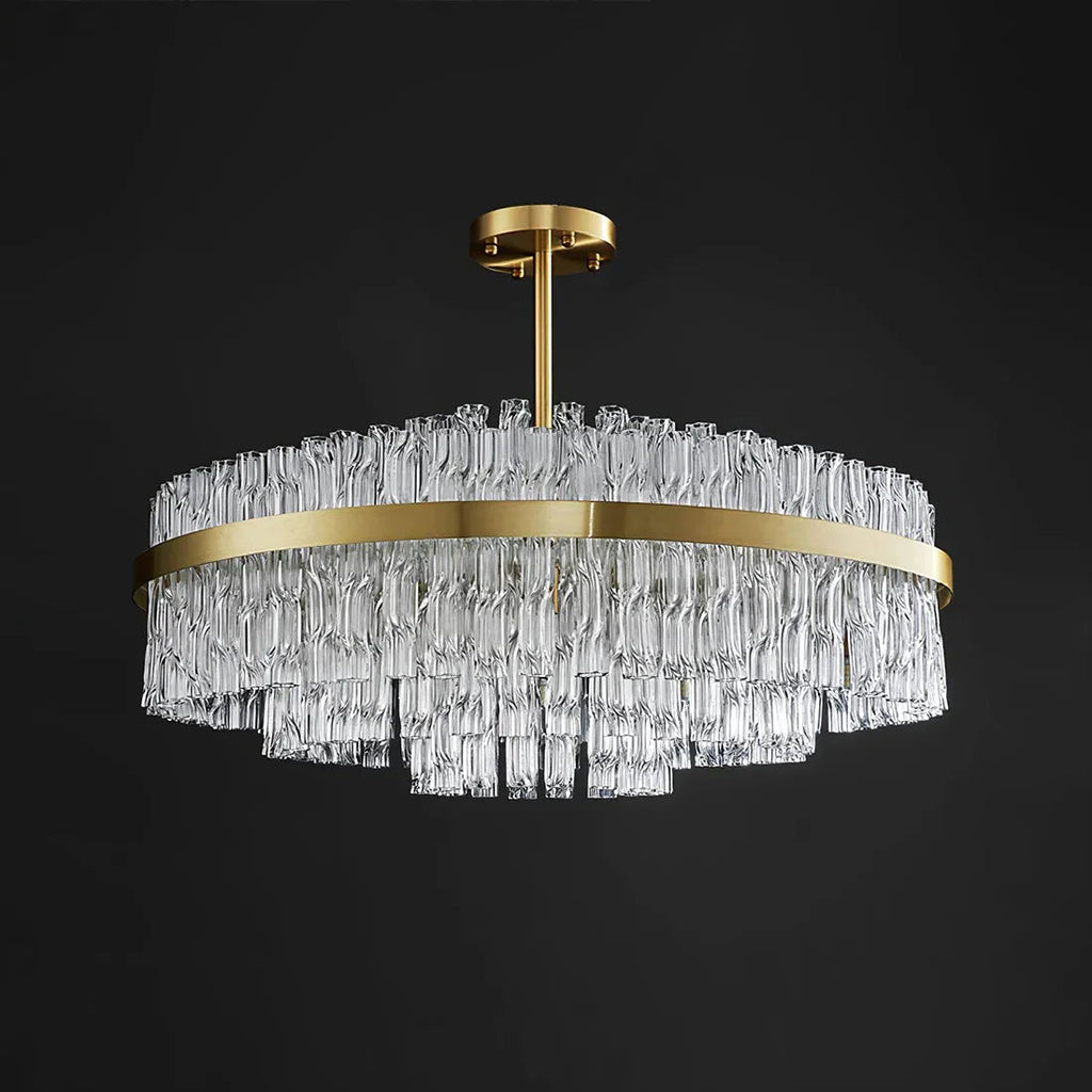 Golden Linear Glass Rod Chandelier | wildoxy