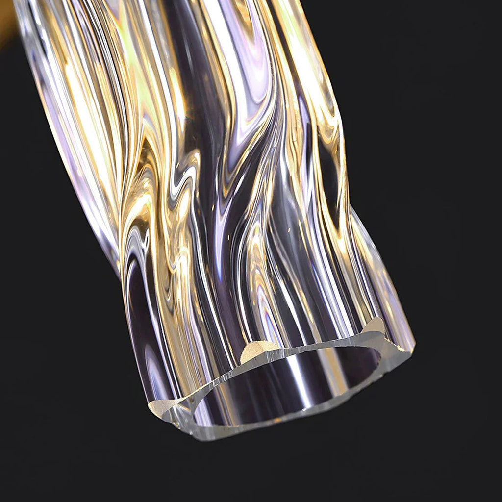 Golden Linear Glass Rod Chandelier | wildoxy
