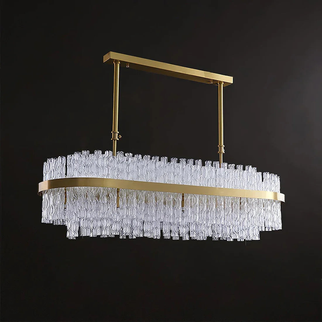 Golden Linear Glass Rod Chandelier | wildoxy