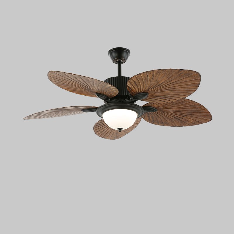 Tropischer Holz-Deckenventilator mit Licht, Fernbedienung und 6 Geschwindigkeitsstufen