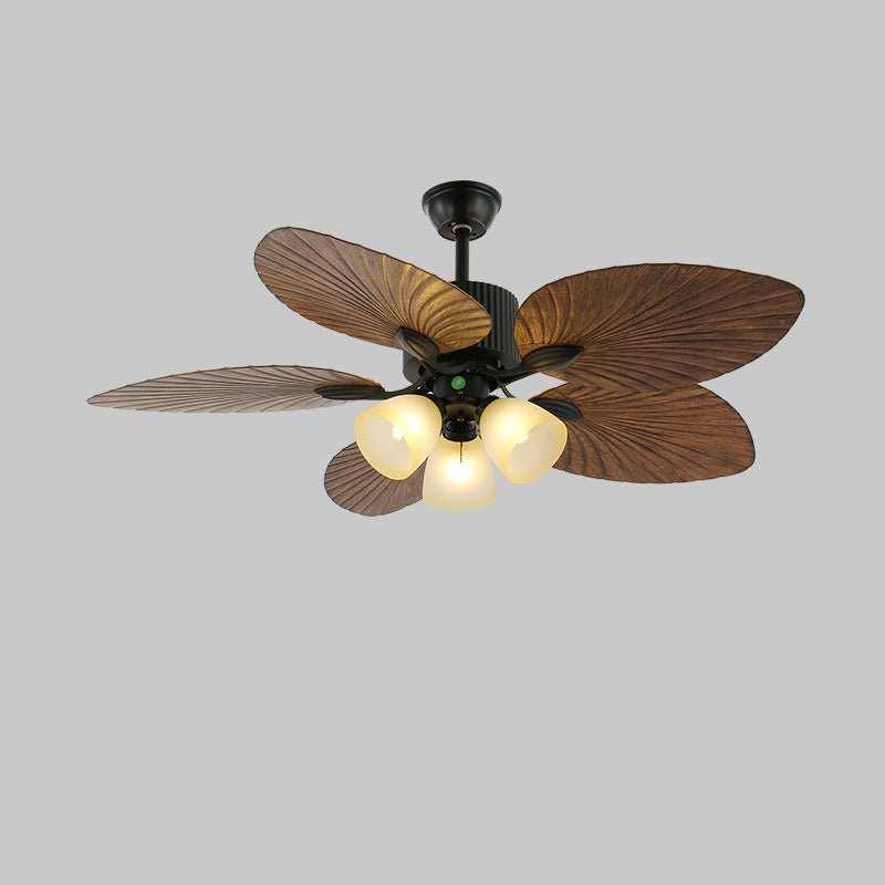 Tropischer Holz-Deckenventilator mit Licht, Fernbedienung und 6 Geschwindigkeitsstufen