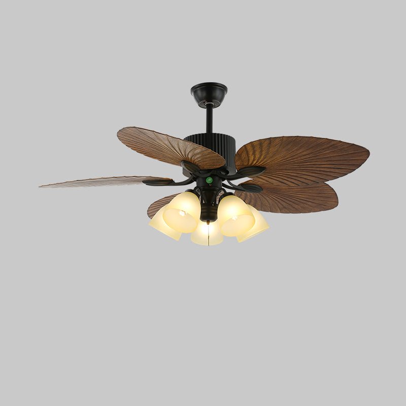 Tropischer Holz-Deckenventilator mit Licht, Fernbedienung und 6 Geschwindigkeitsstufen