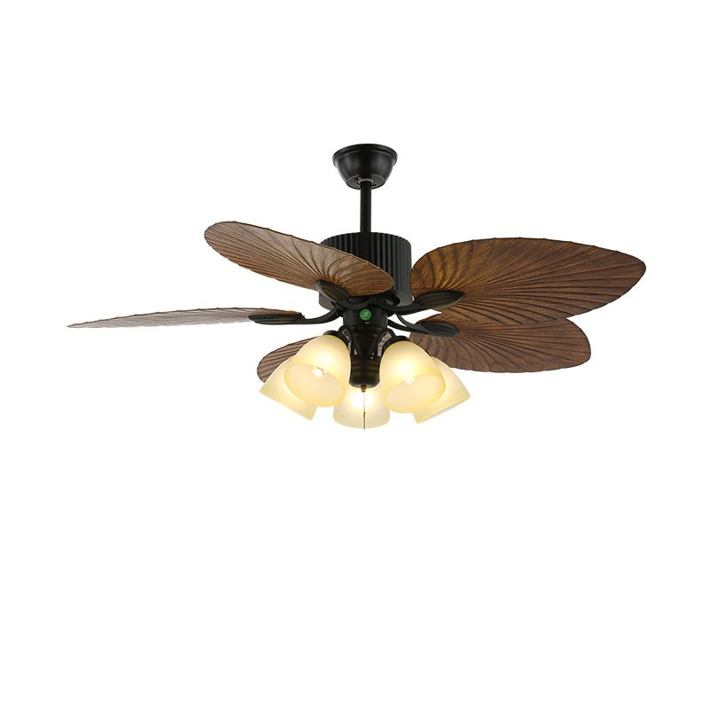 Tropischer Holz-Deckenventilator mit Licht, Fernbedienung und 6 Geschwindigkeitsstufen
