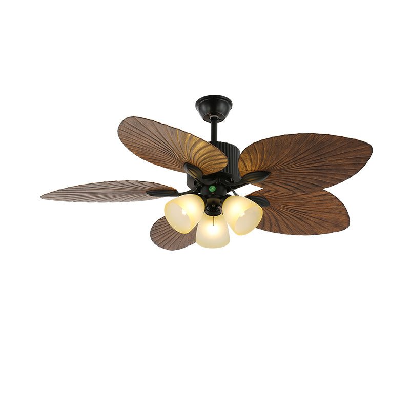Tropischer Holz-Deckenventilator mit Licht, Fernbedienung und 6 Geschwindigkeitsstufen
