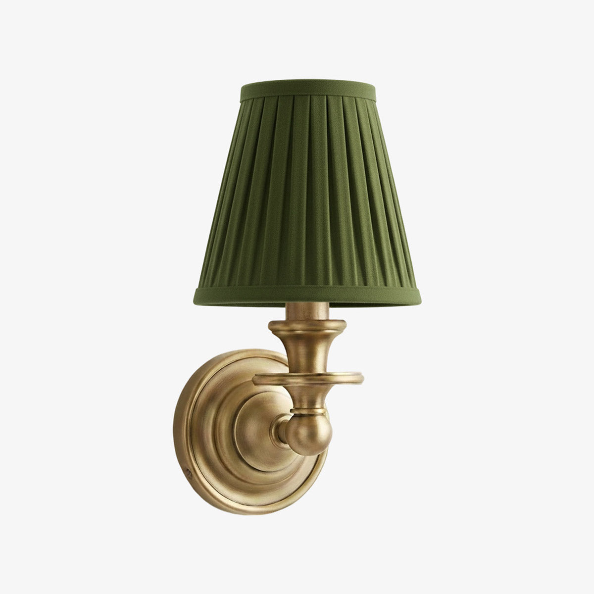 Vägglampa i smidesjärn — tygskärm, svanhalsarm