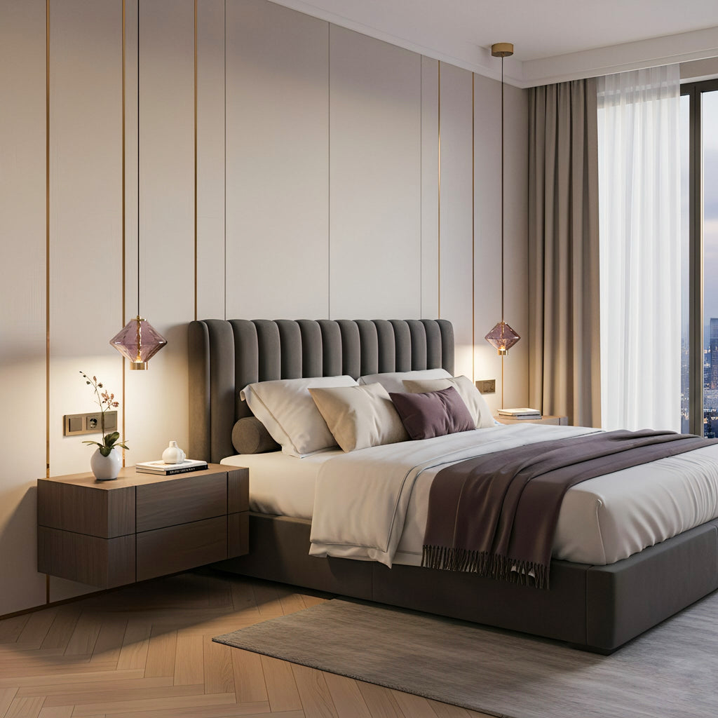Pendelleuchte mit farbigem Glaskugel-Schirm — modernes Design