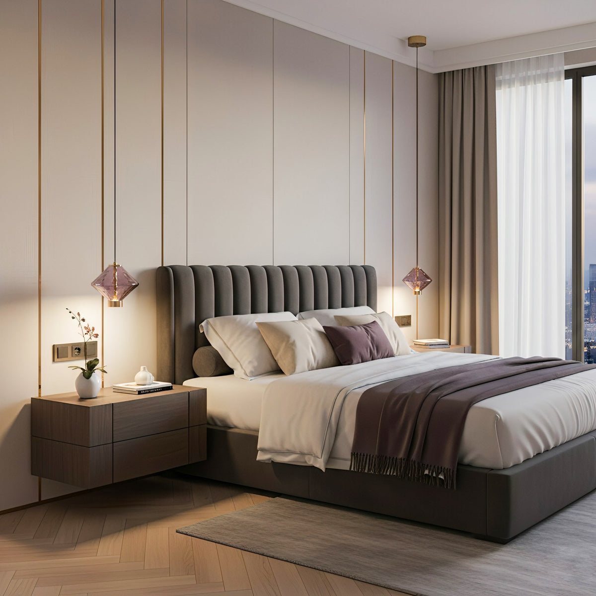 Pendelleuchte mit farbigem Glaskugel-Schirm — modernes Design