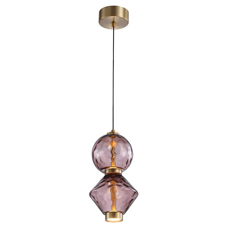 Pendelleuchte mit farbigem Glaskugel-Schirm — modernes Design