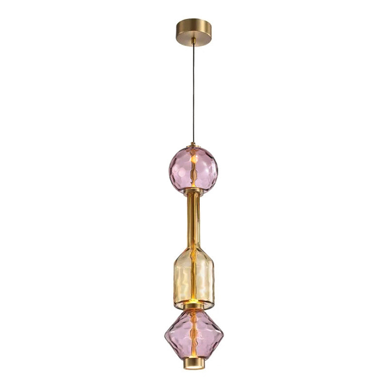 Pendelleuchte mit farbigem Glaskugel-Schirm — modernes Design