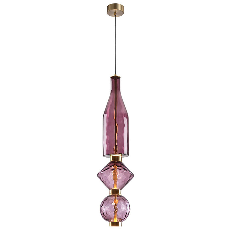 Pendelleuchte mit farbigem Glaskugel-Schirm — modernes Design