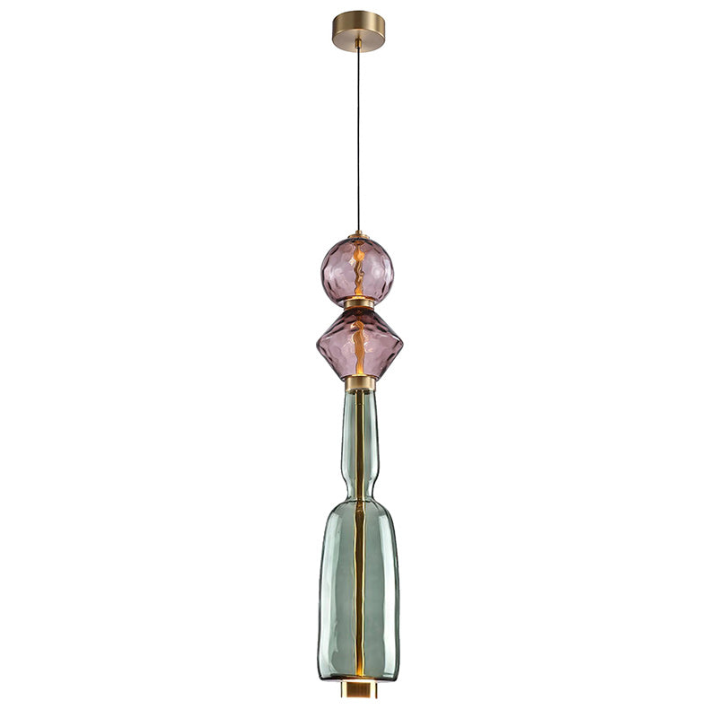 Pendelleuchte mit farbigem Glaskugel-Schirm — modernes Design