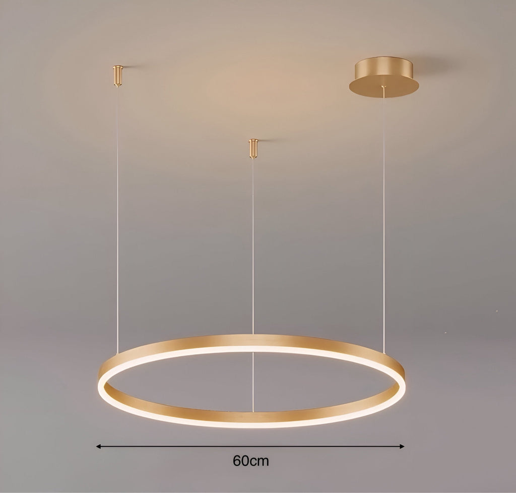 Lámpara colgante LED de aros — Diseño regulable de múltiples círculos