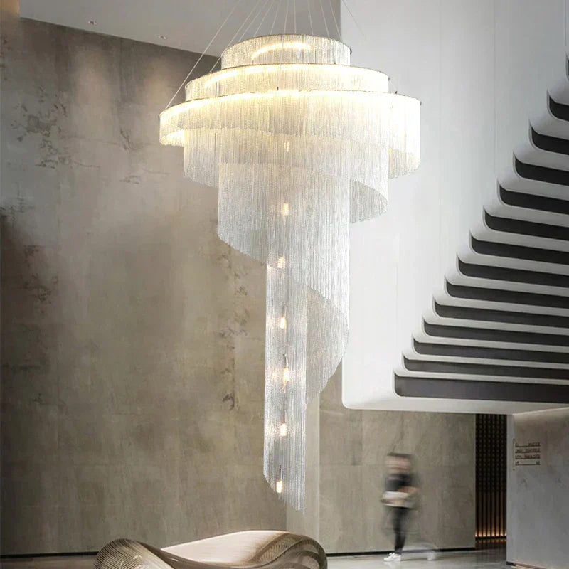 AstraLuxe Crystal Tassel Spiral — Ceiling Chandelier