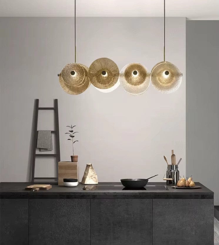 Luxe Round Gold Glass Chandelier — Integrated LED Lighting