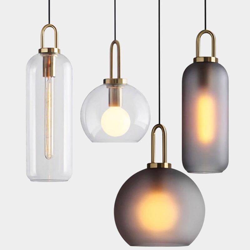 Nyra Cylindrical Pendant Light Fixture — Clear Glass Shade