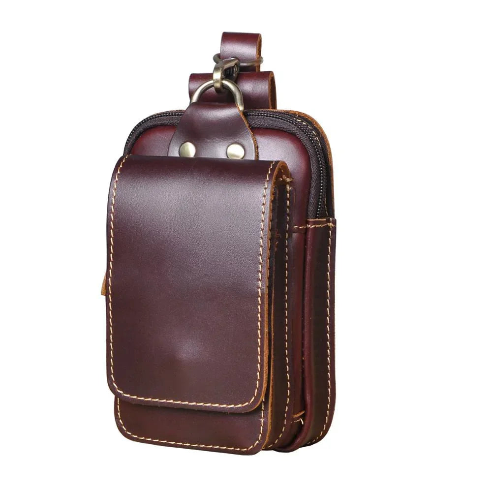 Leather Hip Bag — Phone Pocket, Adjustable Strap