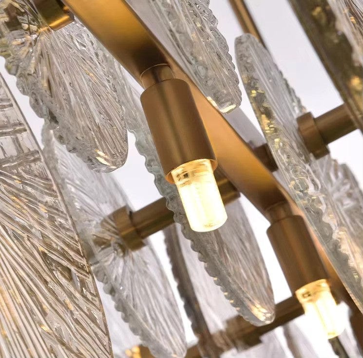 Luxe Round Gold Glass Chandelier — Integrated LED Lighting