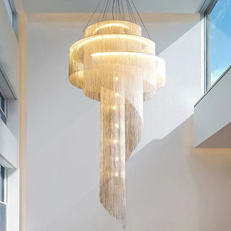 AstraLuxe Crystal Tassel Spiral — Ceiling Chandelier