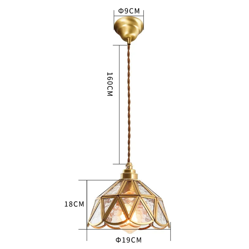 Kirei Vintage Japanese-Inspired Pendant Lamps — Copper and Stained Glass Shade