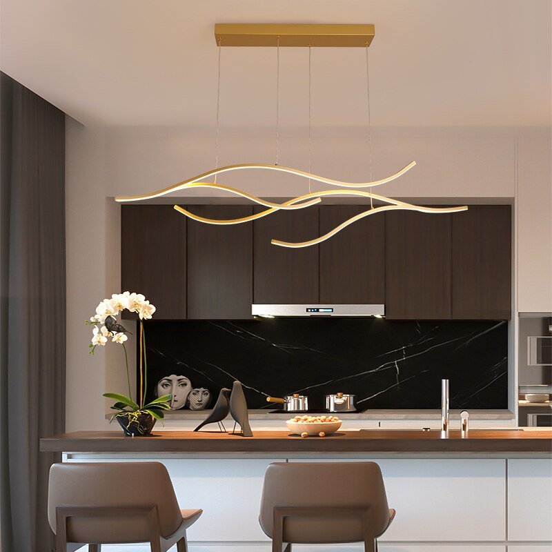 Contemporary LED Abstract Chandelier — Wave-Inspired Sculptural Ceiling Light