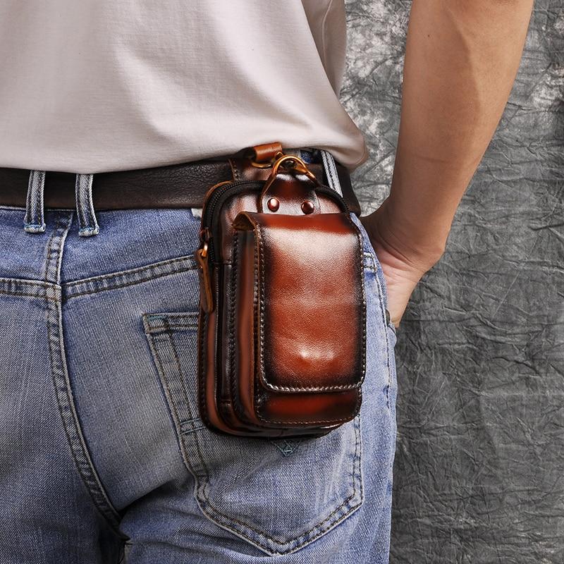 Leather Hip Bag — Phone Pocket, Adjustable Strap