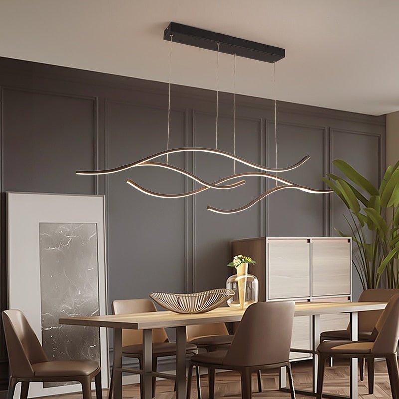Contemporary LED Abstract Chandelier — Wave-Inspired Sculptural Ceiling Light