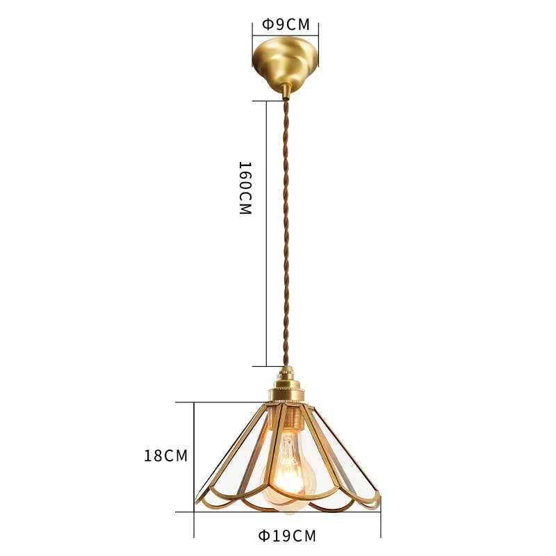 Kirei Vintage Japanese-Inspired Pendant Lamps — Copper and Stained Glass Shade