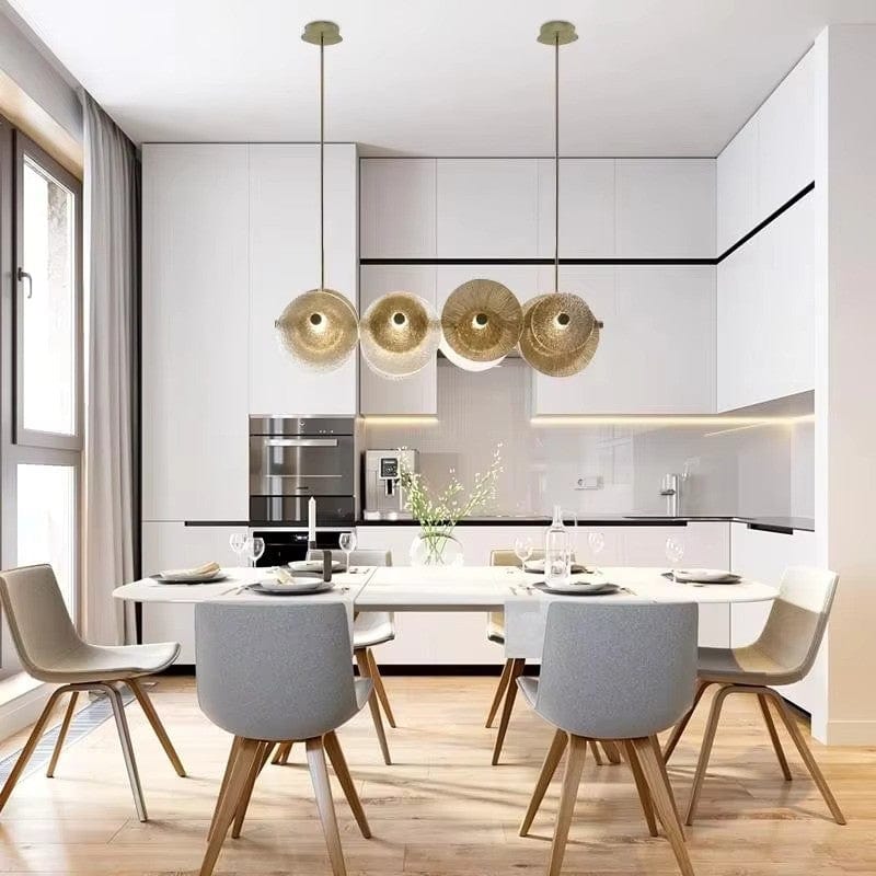 Luxe Round Gold Glass Chandelier — Integrated LED Lighting