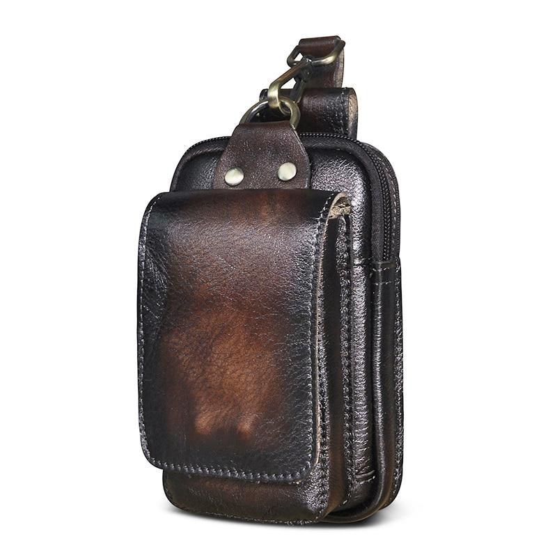 Leather Hip Bag — Phone Pocket, Adjustable Strap
