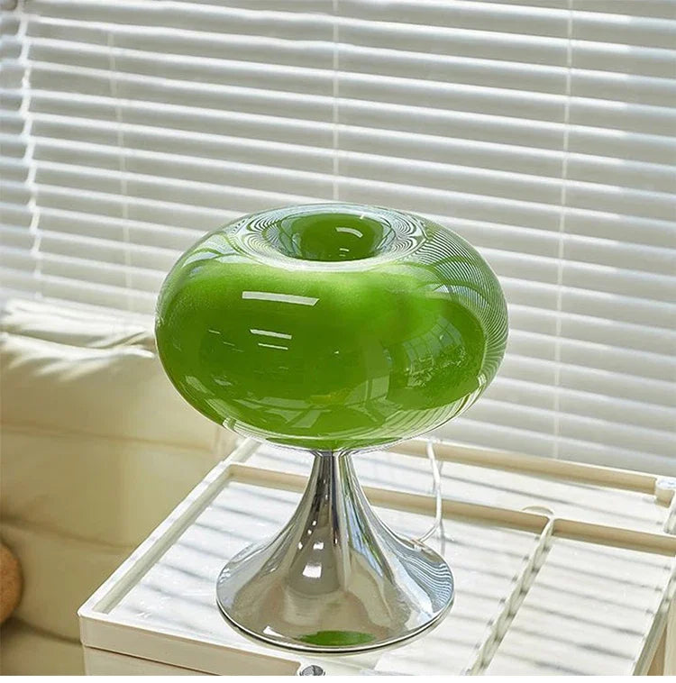 OrchardGlow Apple Shaped Glass Table Lamp — Vintage Charm Lighting