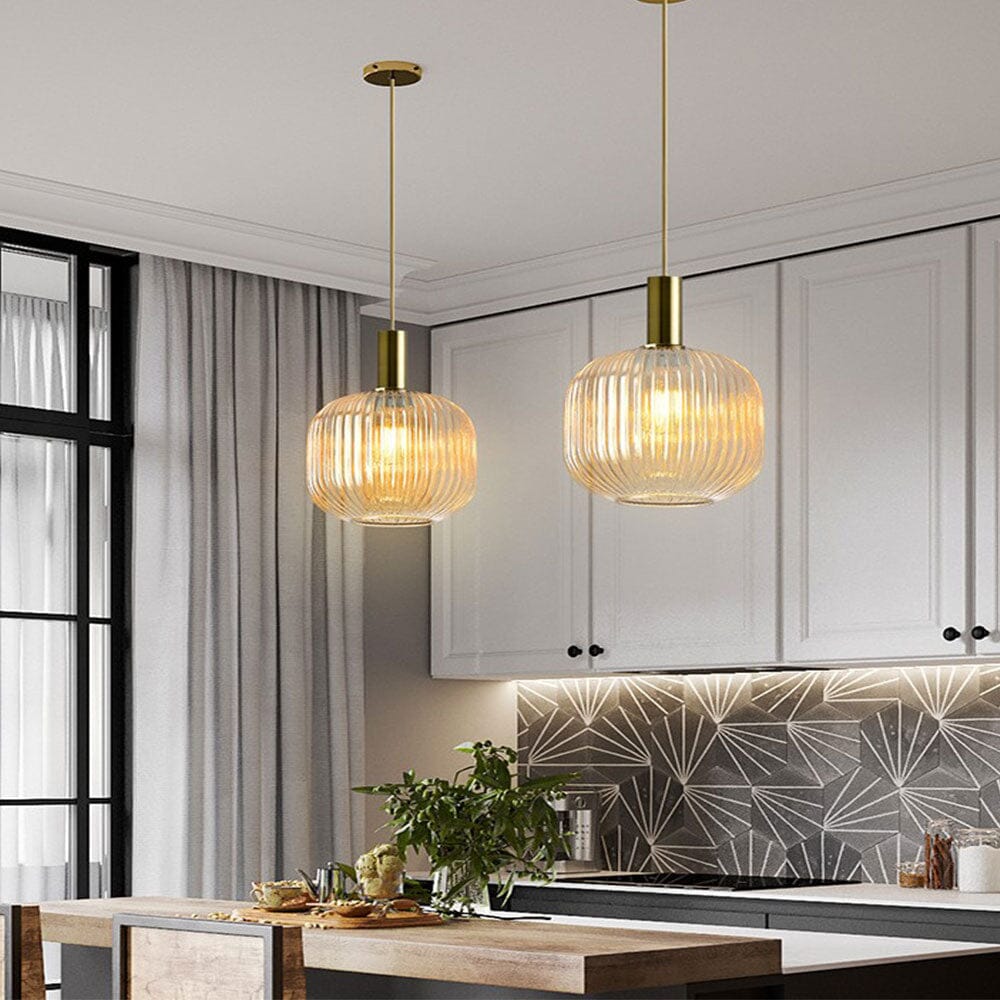 Rosalie Fluted Glass Pendant Lights — Warm Nordic Glow Design