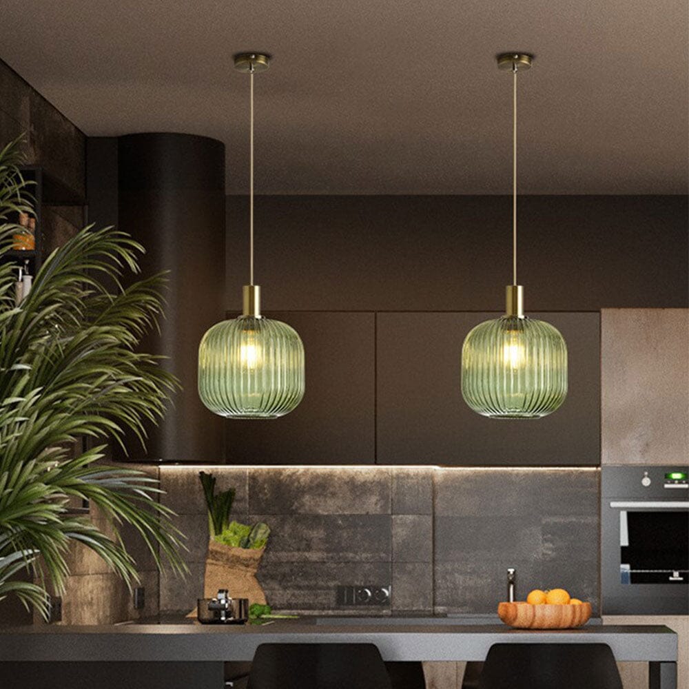 Rosalie Fluted Glass Pendant Lights — Warm Nordic Glow Design
